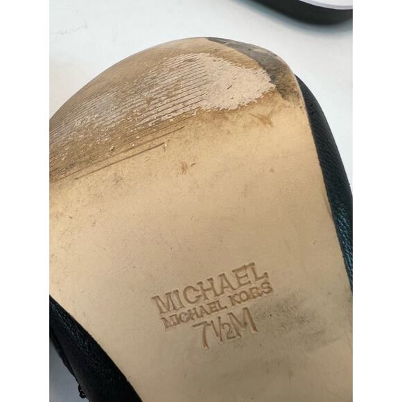 MICHAEL KORS WOMEN'S BLACK LEATHER SIDE ZIP CONE HEEL ANKLE BOOTIES SIZE 7.5 - Picture 9 of 9